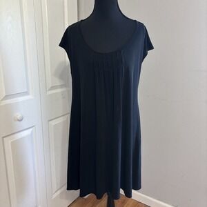 Eileen Fisher 100% Silk Black Sleeveless Midi Dress Size XL - Stretchy Silk